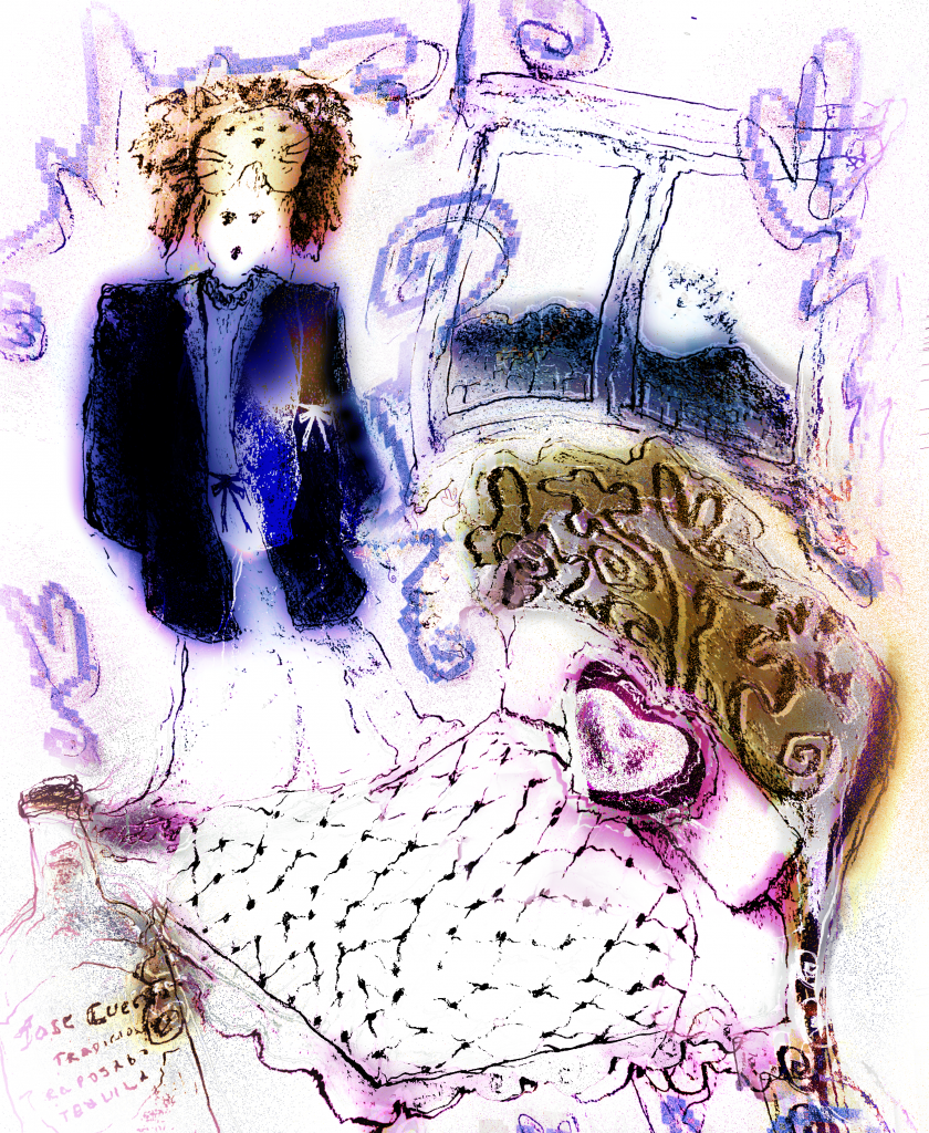 Illustration Jimena Guajardo chambre rose et homme lion